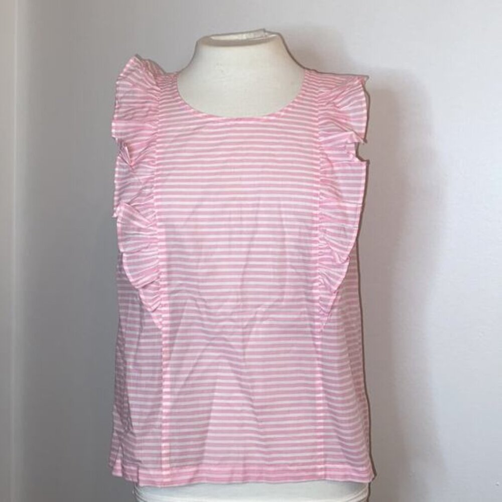 High Quality J. Crew Size 6 Small Pink White Stripe Sleeveless Top - Picture 3 of 8